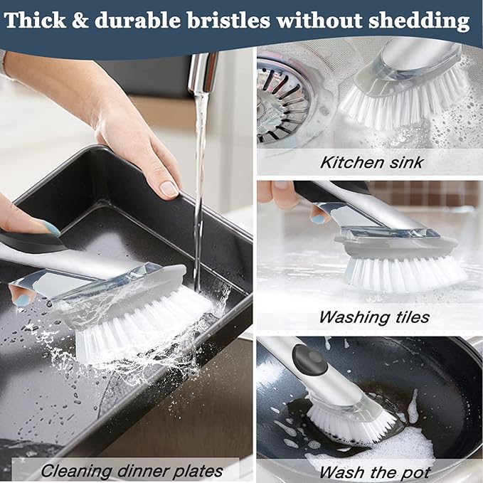 Dish Cleaning Soap Dispensing Brush Refills for OXO Dish Brush - 8 Pack Brush Head Replacement for Scrubber (Grey)