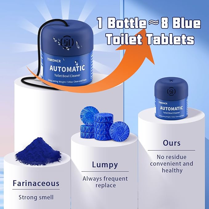 Toilet Bowl Cleaner, Automatic Long Lasting Continuous Toilet Bowl Cleaners Unscented,Bathroom Cleaner Prevent Stain Build Up Powerful Clean,3 Bottles Septic Safe Toilet Bowl Tablets in Bottle