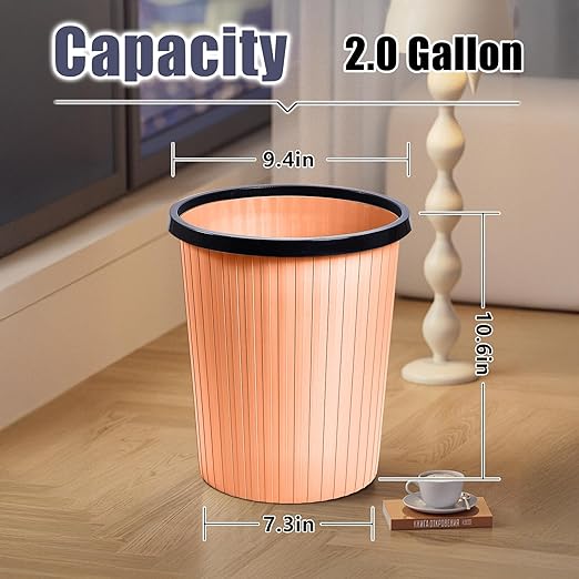 ZXJ Plastic Trash Can - 2 Gallon - Pink - Laundry Room,Bathroom,Kitchen,Office,Dormitory,Camping,Kids Room