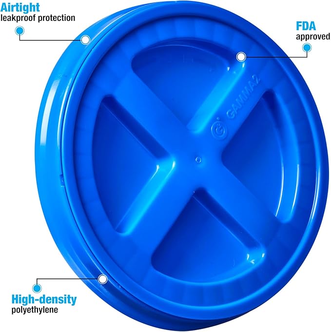 Gamma Seal Lids for 3.5, 5, 6 and 7 Gallon Buckets – Combo of 7 colors – Food Grade BPA Free Reusable Lids, Made in USA