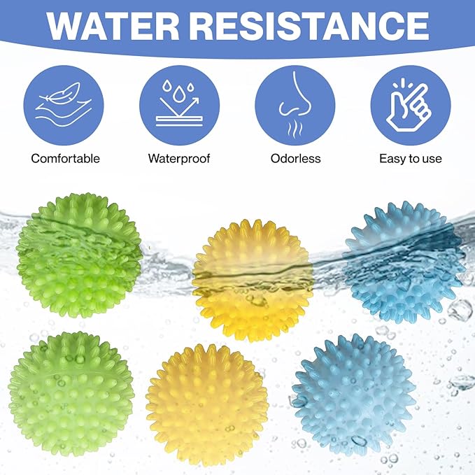 Dryer Balls Laundry Anti Static - 6 Pack Reusable Plastic Clothes Drying and Fluffing Fabric Softener Balls 3 inches Assorted Colors