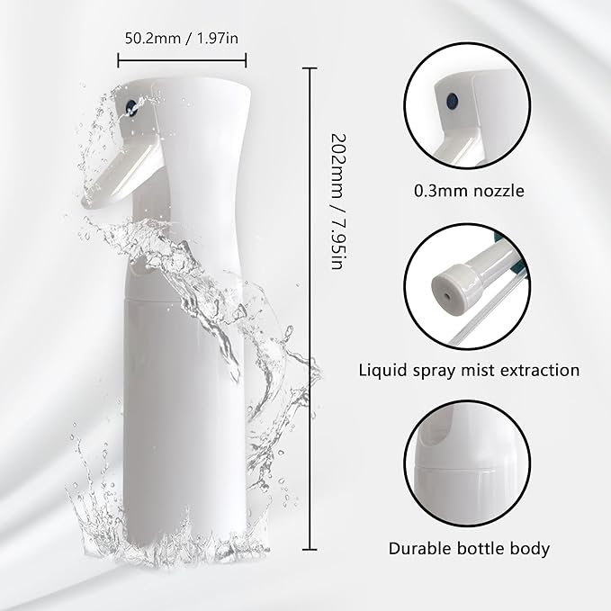 Spray Bottle for Hair Continuous Ultra Fine Mist (200ml) 360° Multi Spray Bottle for Plants, Cleaning, Skin Care Leakproof & Durable 1 Pack