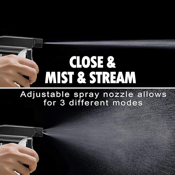 4Pack Plastic Spray Bottles for Cleaning - 10oz/300ml - Mist Stream - No Clog No Leak, Easy to Grip with Adjustable Nozzle - BPA Free