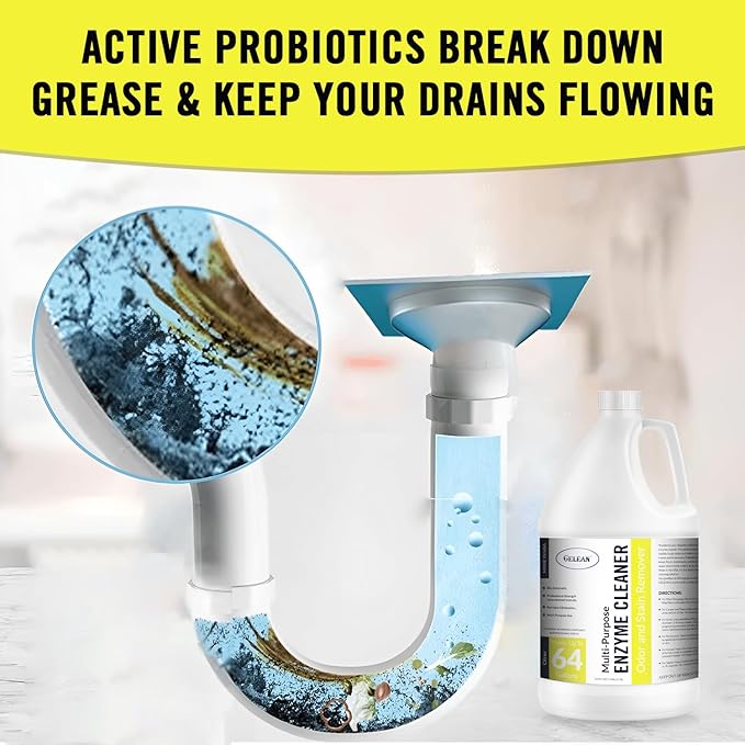 Multi-Purpose Probiotic Enzyme Cleaner, Made in USA - Pet Stain and Odor Remover - Concentrated - Professional & Home Strength Drains, Floors, Bathrooms, Toilets Trash Can, (1 gallon, Citrus)