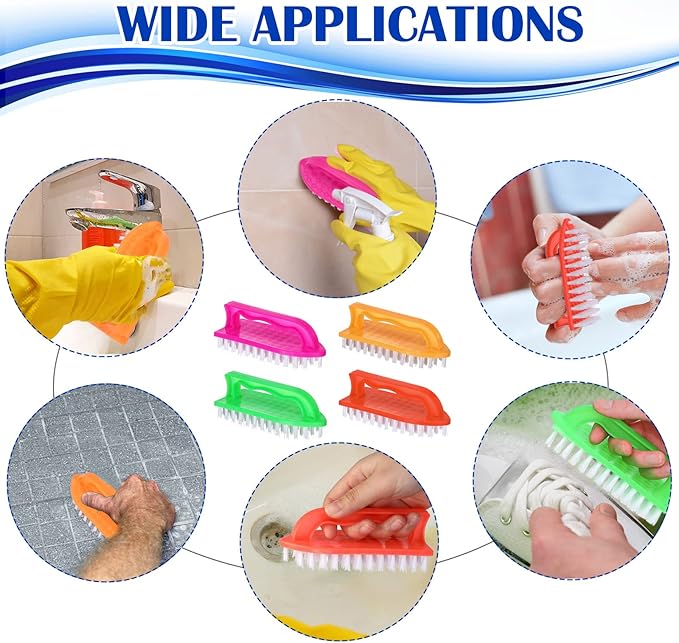 Eaasty 24 Pack Scrub Brushes for Cleaning Comfort Grip Stiff Bristles Cleaning Carpet Brush Supplies Household Tools for Laundry Kitchen Bathroom Tile Sink Dish Carpet