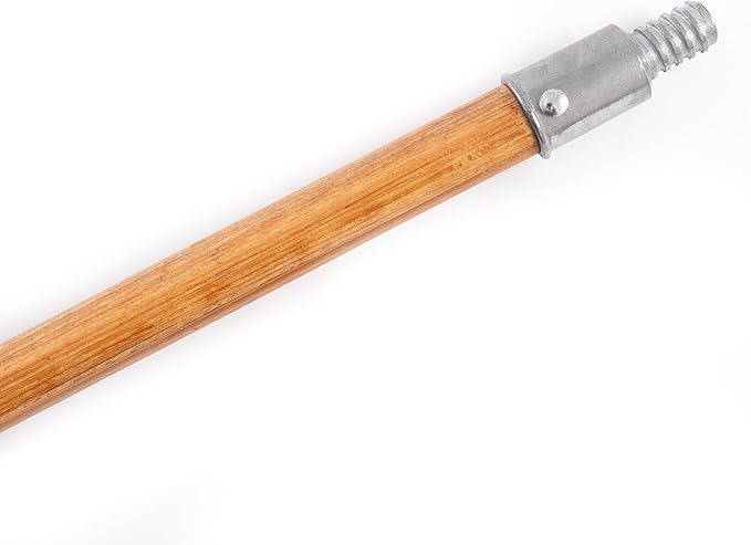 Matthew Cleaning Commercial 60inch Screw On Mop Handle for Floor Cleaning Heavy Duty Mop Head Replacement Holder Industrial Grade Lacquered-Wood Handle with Threaded Metal Tip - 12 Pack