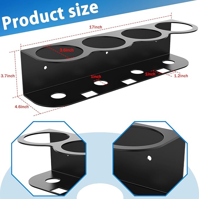 4 Holes Spray Bottle Holder Wall Mount Hangable Space-efficient Spray Can Holder Wall Mount Spray Bottle Hanger for Universal for Garage and Home