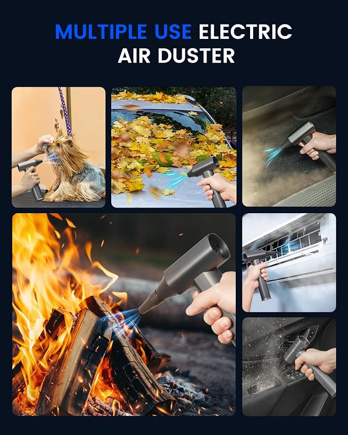 Compressed-Air-Duster-Mini-Blower-Turbo Fan, 130000RPM Electric air Duster, Metal Body Brushless 4 Gear High Speed, Cordless Jet Dry Blower for Computer Keyboard, Car, Home, Dust Removal