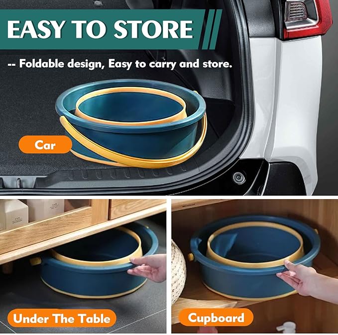 Collapsible Bucket 4.5 Gallon/17L Large Plastic Household Cleaning Mop Buckets Foldable Water Bucket for Car Wash Fishing Camping Beach (Blue)