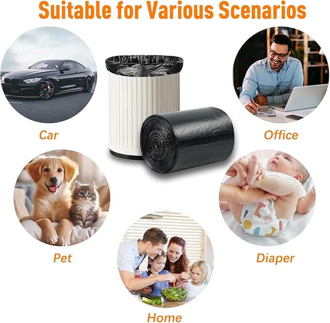 O2frepak 8 Gallon Multipurpose Tear-Resistant Trash Bags,Heavy Duty,Tastless and Black Garbage Bags (100 Count,50x60cm)