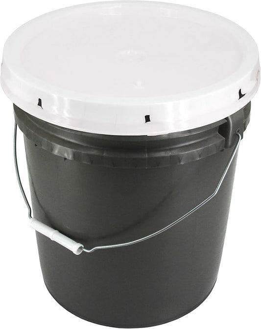 Grey 5 Gallon 90 mil Bucket with Snap On Lid (White)