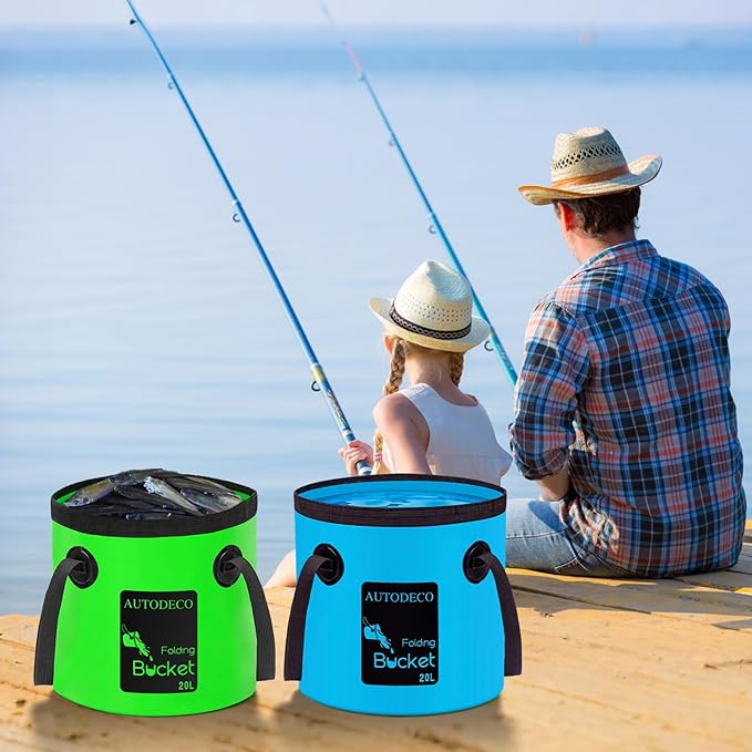AUTODECO 20L Collapsible Bucket 5 Gallon Water Container Folding Water Bucket with Handle Portable Wash Basin