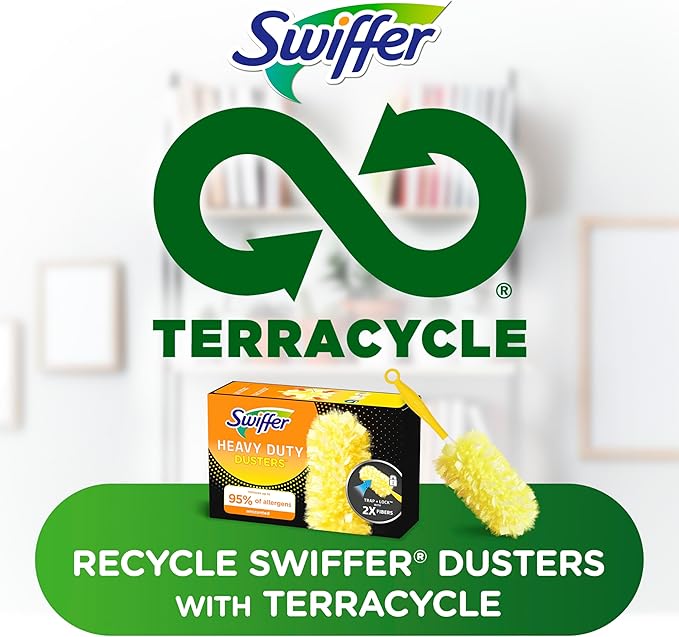 Swiffer Dusters Refill for Cleaning, Feather & Microfiber Duster Disposable Alternative, For Dusting Furniture, Blinds, Ceiling Fans, Walls, Helps Remove Allergens, Heavy Duty, Unscented, 11ct
