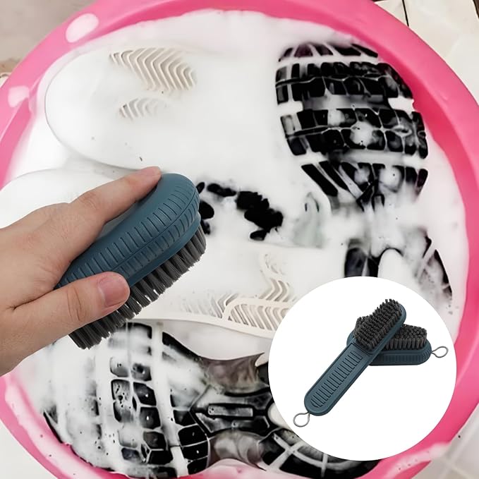 2 PCS Cleaning Brush, Soft Bristle Brush, Household Laundry Scrub Brushes, Easy to Grip Scrubbing Nail Brushes for Clothes Shoes Cleaning Countertops Bathtubs(Blue)
