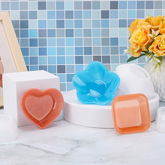 Gartful 3 Pieces Dish Resin Molds, Silicone Jewelry Tray Molds, Storage Container Epoxy Resin Casting Molds for Jewelry Ring Holders, Soap Dish, Candle Holder, 3 Styles(Flower & Heart & Square)