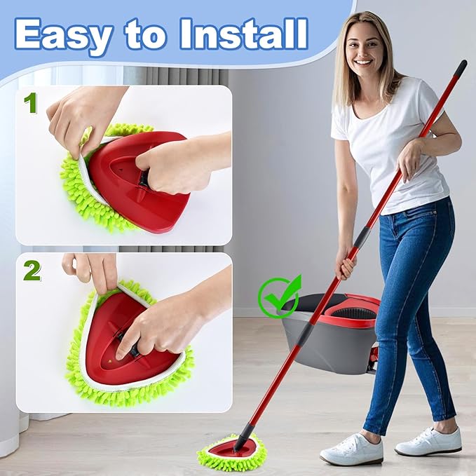 6 Pack Mop Head Replacement Compatiable with Ocedar EasyWring Mop,Mop Heads Refill for Easywring Spin Mop 1 Tank System - Microfiber Chenille, Easy to Replace,Deep Floor Cleaning and Machine Washable