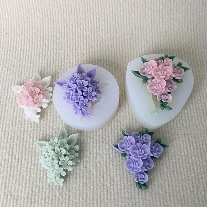 3D Flower Bouquet Candle Soap Silicone Molds Fondant Chocolate Candy Cake Decorating Mould Resin Clay Baking Pastry Tools (Frangipani)