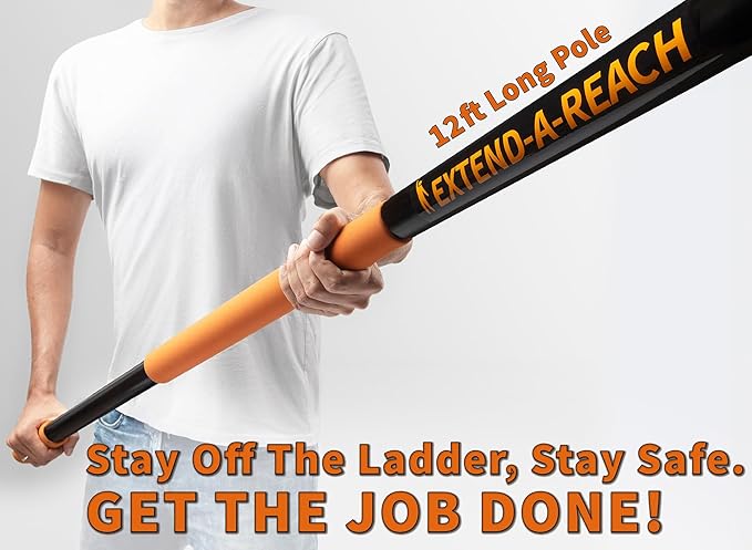 20 Foot High Ceiling Duster Kit and Scrub Brush with 4-12 ft Extension Pole // Telescoping Duster, Window Squeegee and Cobweb Duster with Extension Pole // Interior and Exterior House Cleaning Brushes