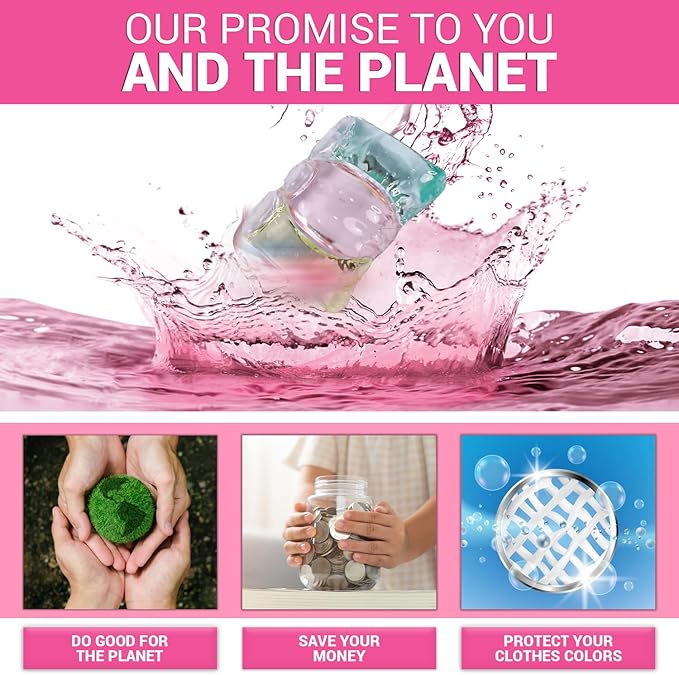 WBM 10-in-1 Laundry Pods, Total 128 Count, High Efficiency, Ultra Concentrate with Powerful Stain Lifter Technology, Fabric Softener With Rose Extracts, Detergent Pods