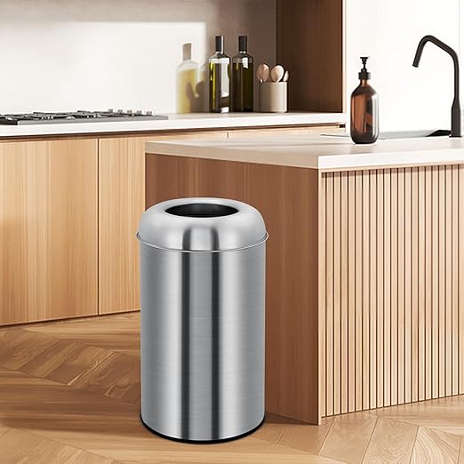 Garvee 18.5 Gallon/70 Liter Open Top Trash Can, Stainless Steel Garbage Can with Removable Inner Bucket, Heavy Duty Commercial Grade Round Waste Container for Kitchen, Home, Office