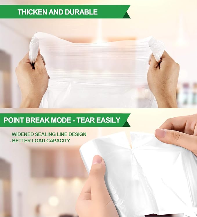 FORID 13 Gallon Trash Bags - Clear Plastic Garbage Bag Unscented Tall Medium Can Liners for Kitchen Office Home Waste Basket 5 Roll 55 Liters 80 Counts