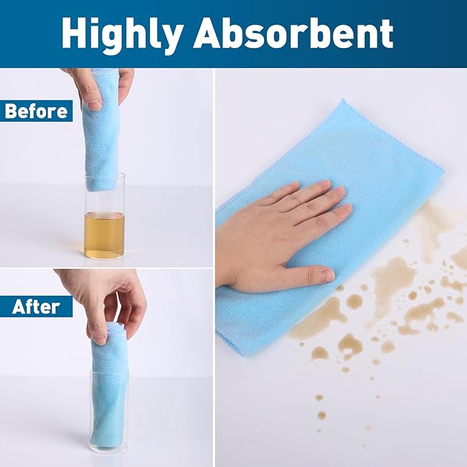 Microfiber Towels Bulk-150 Pack, Cleaning Cloths, Microfiber Towels for Cars, Cleaning Rags 5 Colors Assorted (12x12 inches)