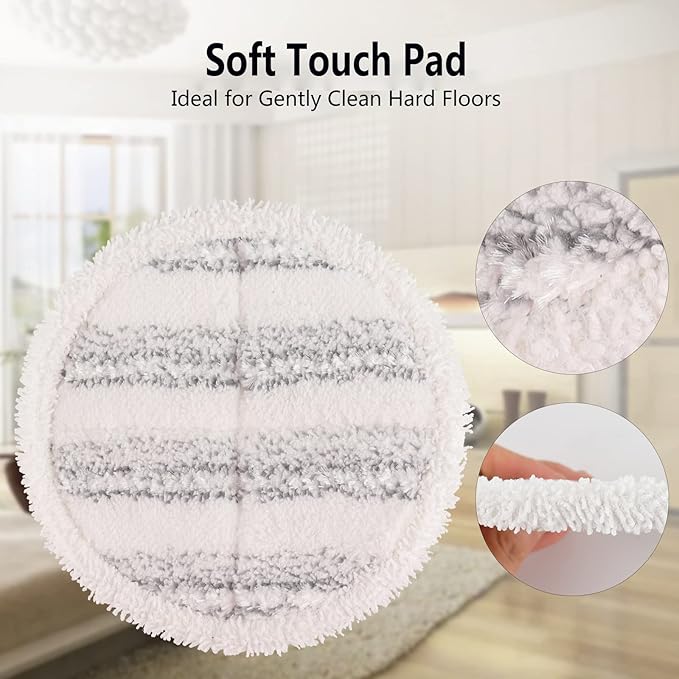 Electric Mop Pads, 6.3in Spin Mop Pads for Most Cordless Electric Spin Mop, Round Mop Replacement Pads for Floor Cleaning(4 Pack)