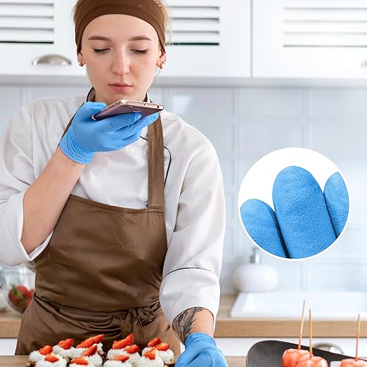 Disposable Nitrile Exam Gloves, Blue, Nitrile Gloves Disposable Latex Free, Medical Gloves, Cleaning Gloves, Food-Safe Rubber Gloves, Powder Free, Non-Sterile, 50-ct Box (Medium)