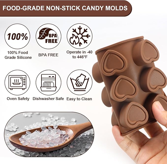 4 Pcs Silicone Molds for Chocolate Non Stick Candy Mold Food Grade Candy Molds for Chocolate Candies Jelly Truffles Candles