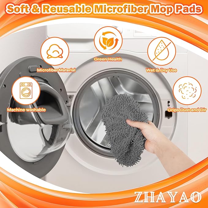 Reusable 100% Coral Fleece Mop Pads Compatible with Swiffer Sweeper Mop, Wet and Dry Flat mop Cover, 3 Pack Washable Mop Pads for Surface/Hardwood Floor Cleaning (Mop is Not Included)