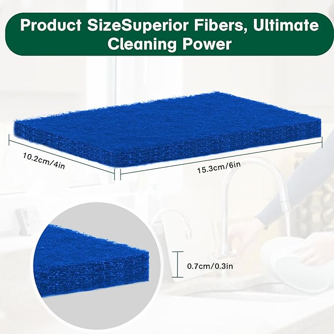 40 Pcs Scouring Pads,Heavy Duty Scour Pads,Blue Dish Scrubber Pads,Non Scratch Scrubbing Pads,Reusable Household Scrub Pads for Dishes Kitchen Scrubbers & Metal Grills,4x6in