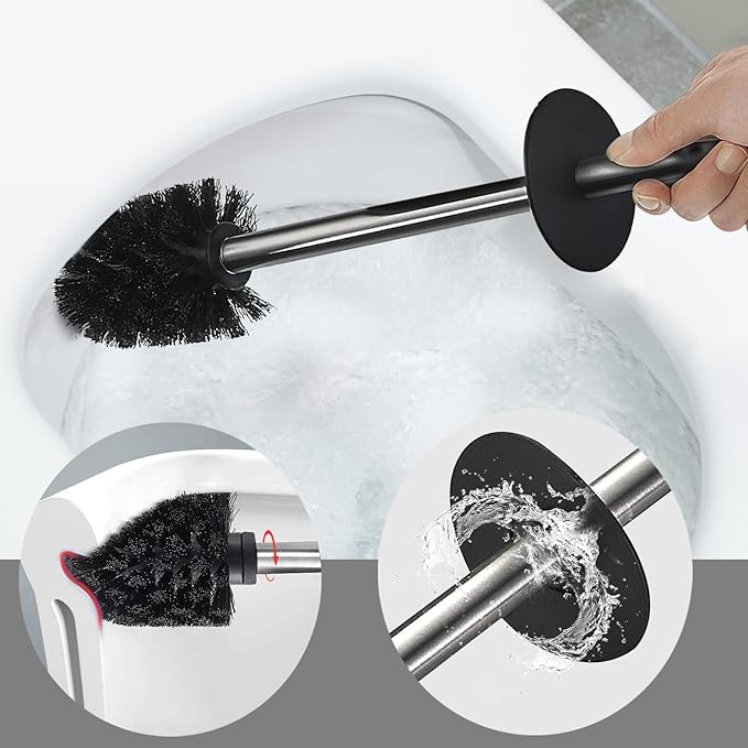 Toilet Brush Wall Mounted Toilet Brushes with Holder for Bathroom Toilet Bowl Brush Square Brushed Nickel