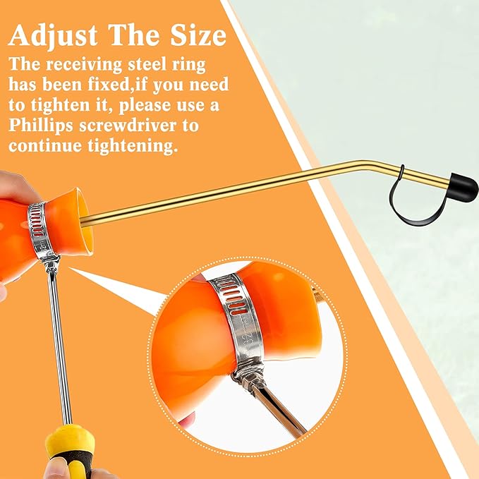 Boao Diatomaceous Earth Powder Duster Bulb Duster Sprayer 3.5 oz with Long Copper Garden Powder Applicator Dispenser for Organic Gardening Agricultural Supplies(Orange)