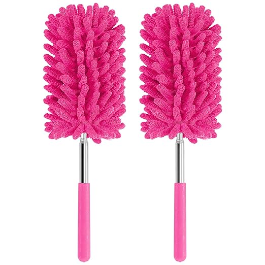 Mini Duster for Cleaning, 360° Bendable Hand Dusters with Extension Pole, Washable Small Duster for Car Interior, Office, Furniture