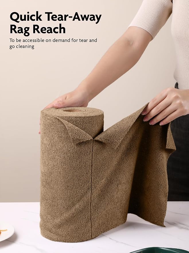 Fantasticlean Microfiber Cleaning Cloth Roll -40 Pack, Tear Away Microfiber Towels, 12" x 12", Reusable, Washable, Scratch Free, Ultra Absorbent for Car, Home Supplies, Shop (TAN)