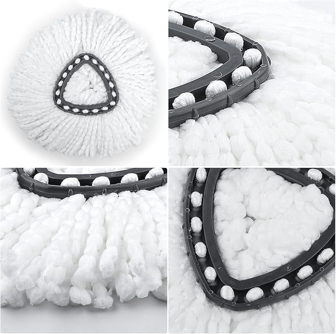 Mop Replacement Heads Microfiber O Ceda Spin Mop Refill Compatible with Spinning Mop, Easywring Mop Replace Head, White, 3 Packs