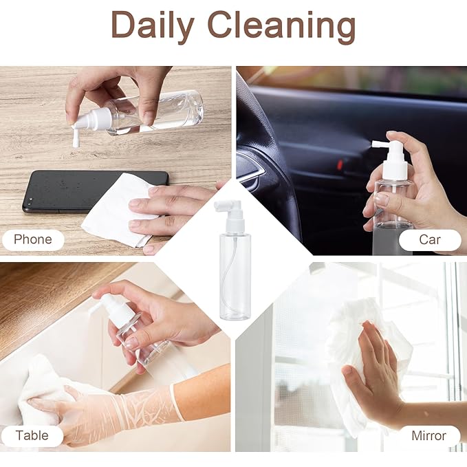 Yebeauty 6 Pack 100ml/3.3oz Refillable Travel Size Spray Bottle Plastic Lightweight Mini Spray Bottles Empty with Tight Cap Reusable Sprayer Atomizers for Gardening Perfumes Skincare Cosmetics, Clear