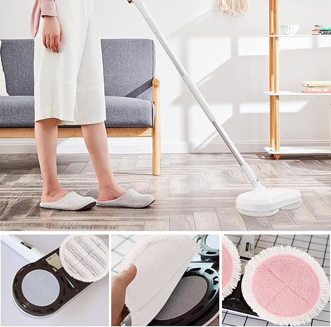 Electric Mop Pads, 6.3in Spin Mop Pads for Most Cordless Electric Spin Mop, Round Mop Replacement Pads for Floor Cleaning(4 Pack)