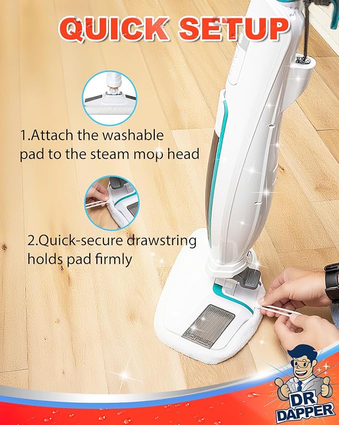 DR DAPPER 6 Pack SMP01 Steam Mop Pads Compatible with Kenmore SM2060 S200 Series – Floor Mops with Washable Pads, Multi-Surface Steam-Mop for Tile Vinyl Hardwood Floors