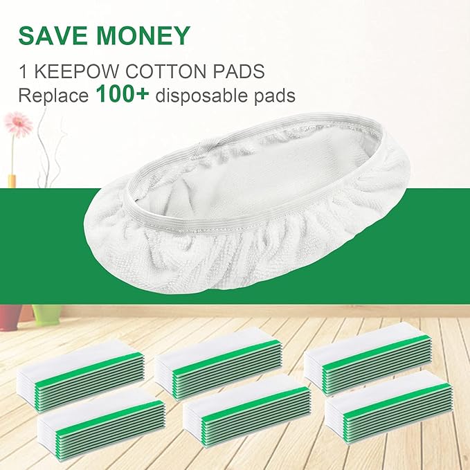 KEEPOW Reusable Wet Pads Compatible with Swiffer Sweeper Mop, Dry Sweeping Cloths, Washable Microfiber Wet Mopping Cloth Refills for Surface/Hardwood Floor Cleaning, 8 Pack (Mop is Not Included)