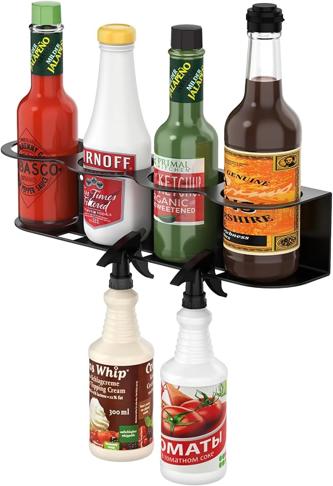 4 Holes Spray Bottle Holder Wall Mount Hangable Space-efficient Spray Can Holder Wall Mount Spray Bottle Hanger for Universal for Garage and Home