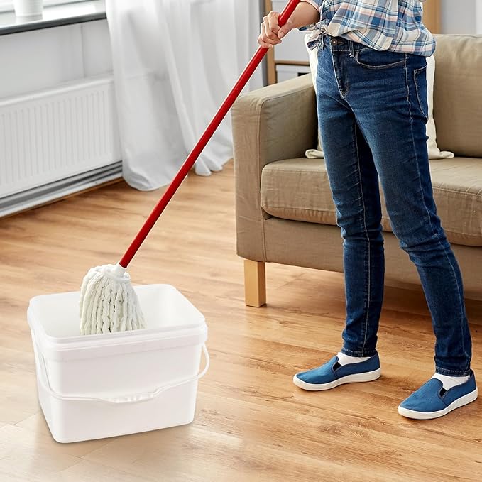 4 Pcs 5 Gallon Rectangle Bucket Pail with Handle, Food Storage Container Industrial Pail with Airtight Lid