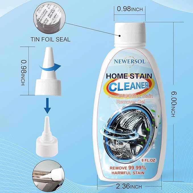 Black Stain Remover Gel Washing Machine Cleaner Front Loader Grout Cleaner Home Stain Removal Gel for Washer Kitchen Sink Showers Bathroom and Floor Tile 8Fl Oz