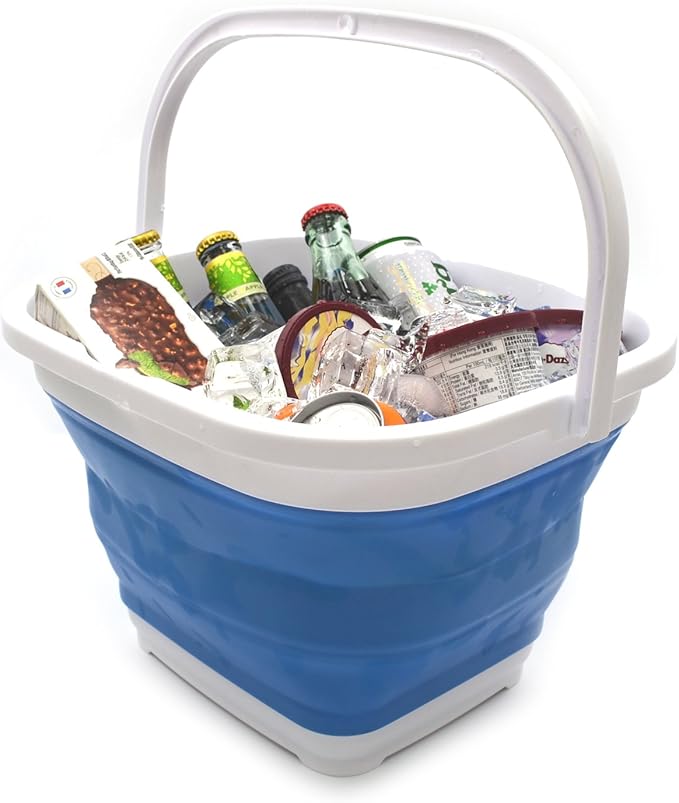 SAMMART 11L (2.9 Gallon) Collapsible Rectangular Handy Bucket (1, Blue)