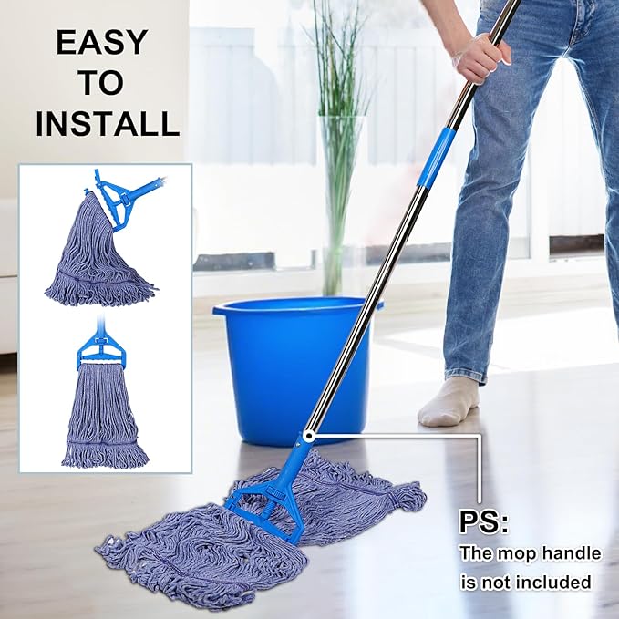 JERIA 8 Pack Heavy Duty Mop Head Replacements,String Mop Head for Commercial,Used for Home,Office and Kitchen,Washable,Reusable Mop