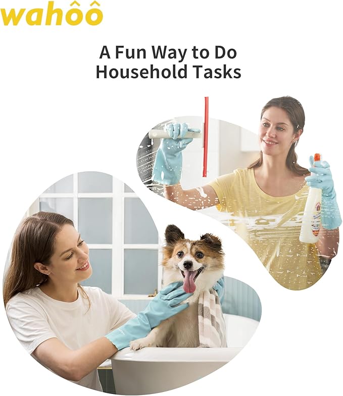 LANON Protection wahoo Skin-Friendly Dishwashing Cleaning Gloves, Dishwashing Kitchen Gloves with Cotton Flocked Liner, Non-Slip, Surf Spray, Large