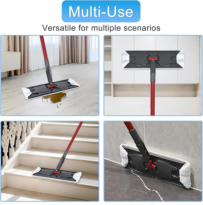 Mop Replacement Pads Compatible with O-Cedar H2prO Flat Mop System, 3 Pack Microfiber Mop Heads Replacements for Ocedar Flat Mop, Washable and Reusable Mop Pad Refills, Safe on Hard Floors