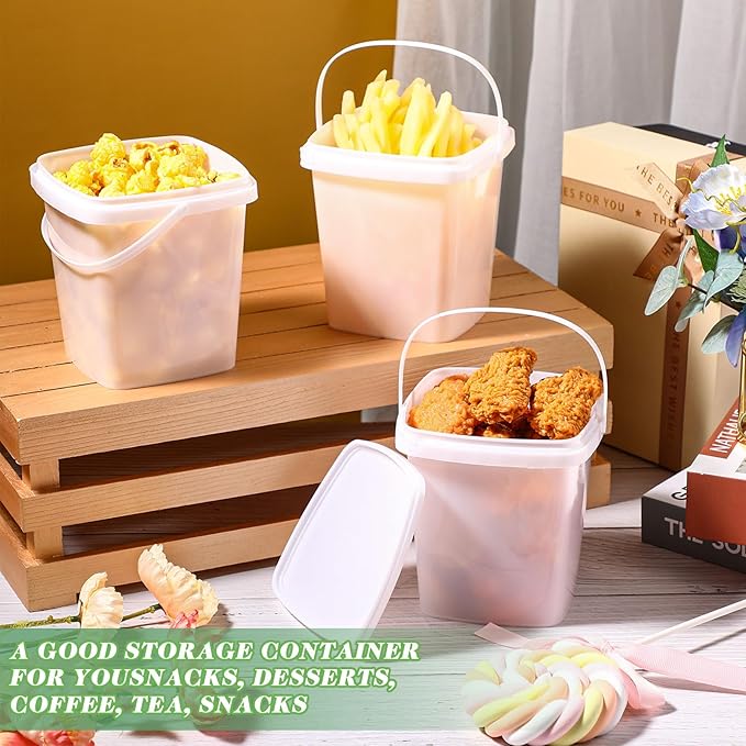 Mifoci 24 Pcs 3 Qt/ 101 Oz/ 3 L Plastic Food Containers, 0.74 Gallon Ice Cream Buckets with Lids and Handle Reusable Square Deli Containers Freezer and Microwave Safe for Kitchen Food Drinks Storage