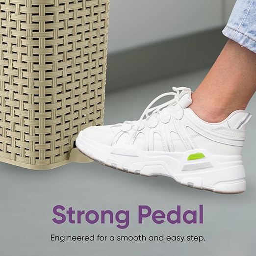 Superior Performance Inc 3.1 Gal. Rattan Style Compact Trash Can (Beige and Brown)