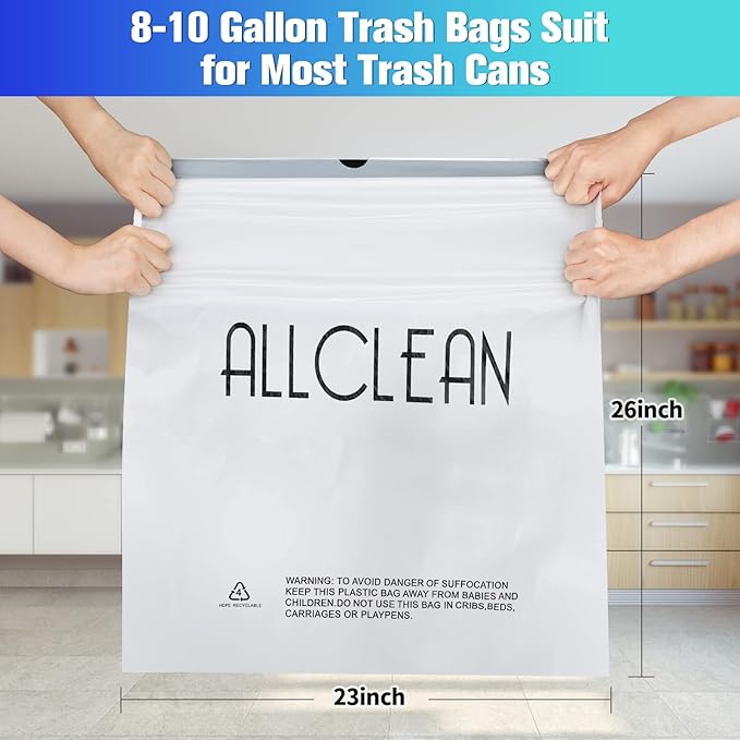 Trash Bags 10 Gallon Medium Kitchen Drawstring Bathroom Garbage Bags, Fit 8-10 Gal Bins,Extra Strong&Leak-Proof,Unscented&Recyclable Trash Can Liners for Bathroom Home Office Garden Lawn
